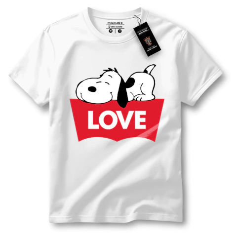 Camiseta Unissex de Algodão com Estampa do Doguinho "LOVE" - Conforto e Estilo - Philklen - comprar online