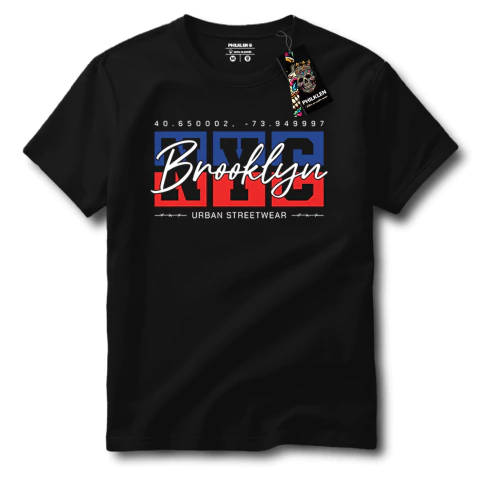 Camiseta Brooklyn NYC Coordenadas Unissex Algodão Premium - Estilo Urbano - comprar online