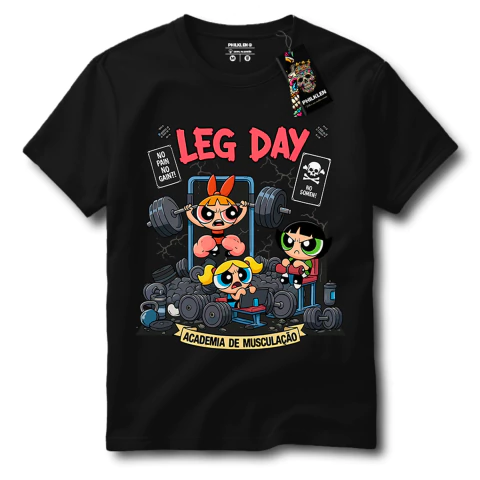 Camiseta Feminina Leg Day Academia Fitness Preta Algodão Premium Camisa Philklen - comprar online