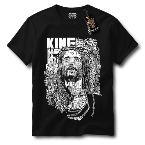 Camiseta Masculina e Feminina Arte Conceitual Fé Estilo Preta Algodão Premium Camisa Philklen