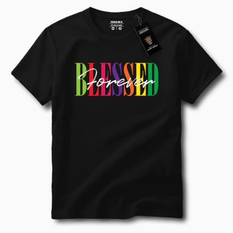 Camiseta Unissex BLESSED Forever de Algodão Premium com Estampa Colorida - comprar online