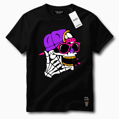 Camiseta Algodão Premium Estampa Caveira com Boné Unissex Masculina e Feminina Philklen - comprar online
