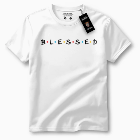 Camiseta de Algodão Premium com Estampa BLESSED Unissex - comprar online