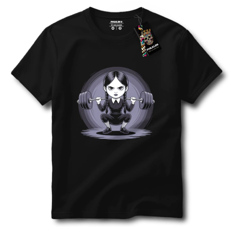 Camiseta Feminina Personagem Fitness Preta Algodão Premium Camisa Philklen