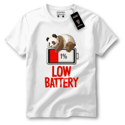 Camiseta de Algodão Premium com Estampa Panda "Low Battery" - Philklen - comprar online