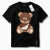 Camiseta Algodão Premium Estampa Urso Gorro Unissex Masculina e Feminina Philklen
