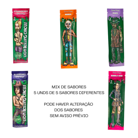 Blunt Hemp Wrap Lion Rolling Circus MIX DE SABORES Display c/ 25