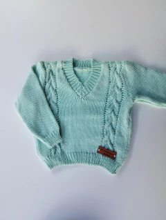 Sweater trenzado - VERDE AGUA en internet