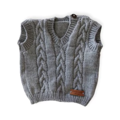 Chaleco trenzado - GRIS MELANGE - comprar online