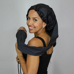 Touca Difusora Alongada de Cetim Anti Frizz - Preta - comprar online