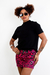 Saia Pink Animal Print com Couro - comprar online