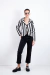 Blazer Acinturado Listrado P&B