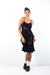 Vestido Preto Midi com Aplicação Dourada