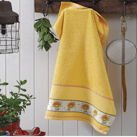 Pano de Copa Para Bordar Jacquard Picnic Girasol