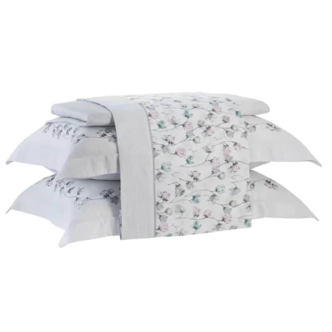 Jogo de Cama Kacyumara Satinee Estampado Jessi - 100% Algodão Egípcio - Solteiro 120