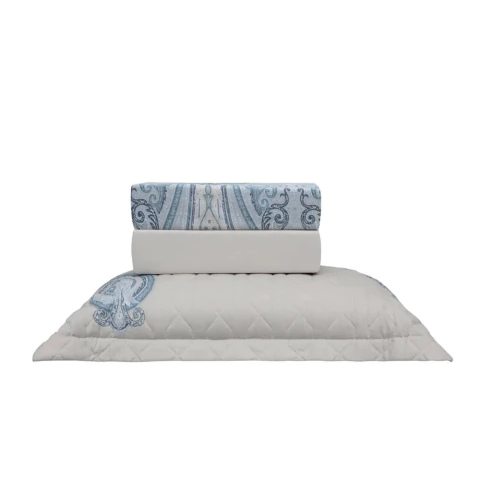 Jogo de Cama Kacyumara Vida Bela Sean 200 Fios - 100% Algodão - Azul Sean - Solteiro King