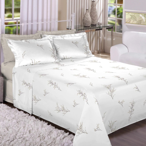 Jogo de Cama Estamparia Trésor Ramos 300 Fios - 100% Algodão