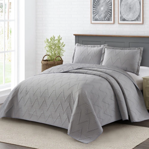 Kit Colcha Rozac Jacquard Eternity Wave - King - 260x280cm