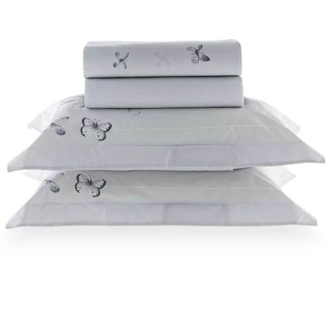 Jogo de Cama Kacyumara Vida Bela Estampado-Emy-200 Fios Algodão Egipcio Queen