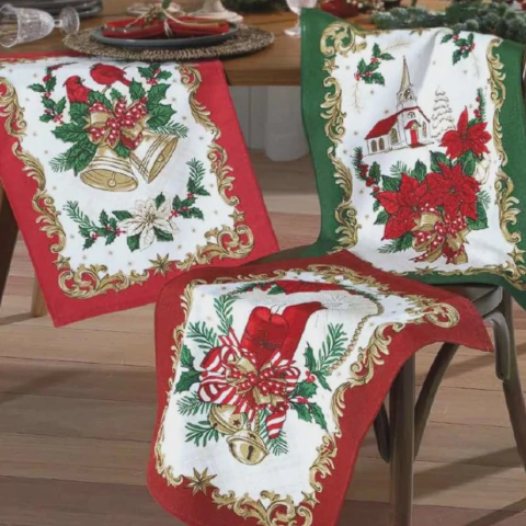 Kit Pano de Copa Dohler Prata Natal 109 - 100% Algodão Felpudo - 45x65cm