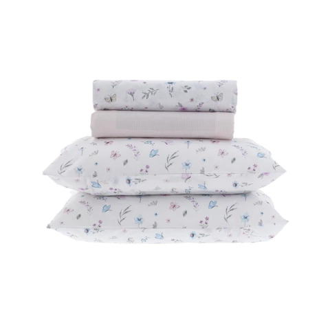 Jogo de Cama Kacyumara New Innovi Mariposy 180 Fios - 100% Algodão - Solteiro