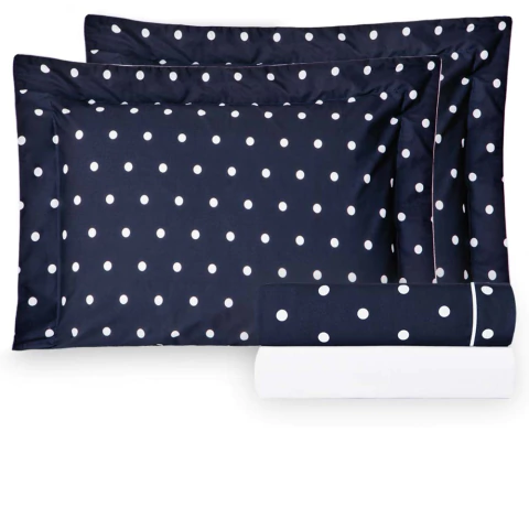 Jogo de Cama Kacyumara Vida Bela Vintage 200 Fios - 100% Algodão - Azul Blue Marine - King