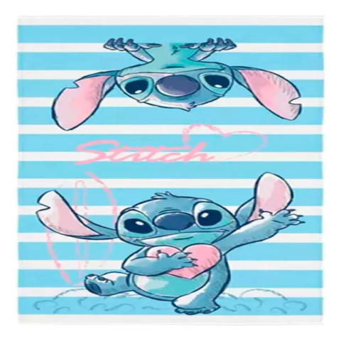 Toalha de Praia Lepper Aveludada Infantil Lilo & Stitch Azul- 70x140cm