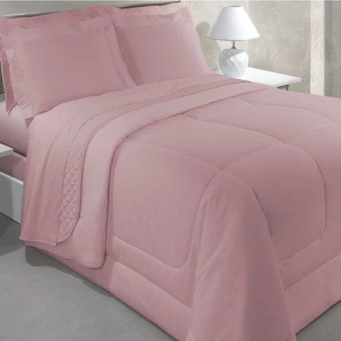 Jogo de Cama Kacyumara Vida Bela Rosa 200 Fios - 100% Algodão - Casal