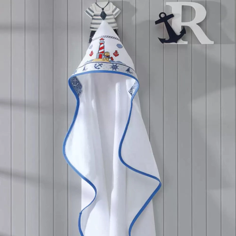 Toalha de Banho com Capuz para Bordar Baby Kids Farol 90x70cm