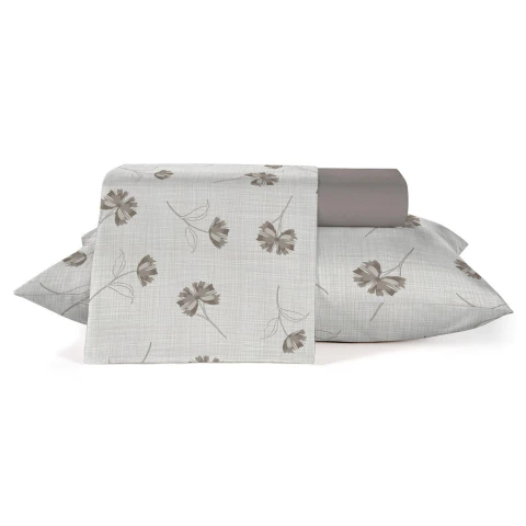 Jogo de Cama teka Diamante Marfim 150 Fios - 100%Algodão - Solteiro