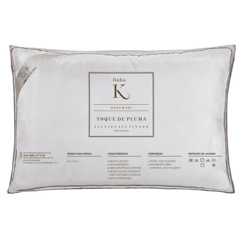 Travesseiro Kacyumara Toque de Plumas 233 Fios - Branco - 50x70cm