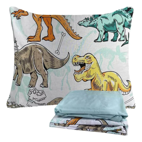 Jogo de Cama Infantil Lepper Dinossauros - 100% Algodão - 150 Fios