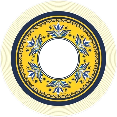 Kit Sousplat La Cuisine Mandala Amarela C/ 4 Peças - Base Mdf - 100% Poliester