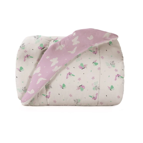 Edredom Teka Kids Borboletas Dupla Face - 100% Algodão - Solteiro