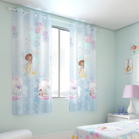 Cortina Infantil com Blackout Sereias