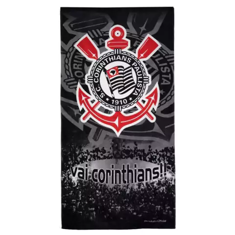 Toalha de Praia Corinthians Veludo - 100% Algodão 290g/m2 - Buettner