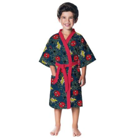 Roupão Aveludado Infantil Quimono Spider-man