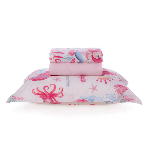 Jogo de Cama Infantil Magia do Mar 180 Fios - 100% Algodão