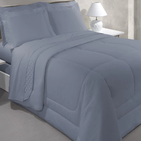 Jogo de Cama Kacyumara Vida Bela Cinza Limber 200 Fios - 100% Algodão - Casal