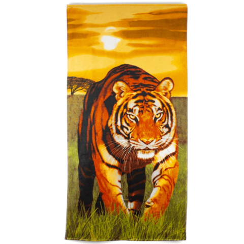 Toalha de Praia Aveludada Tiger At Sunset