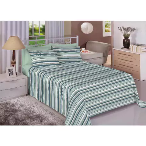 Jogo de Cama Estamparia Iramontes Premium Linea Percal 180 Fios Estampado - Verde - Queen