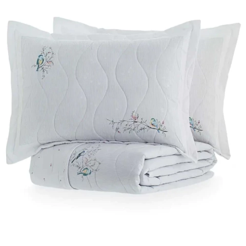 Kit Cobreleito Kacyumara Satinee Solteiro Lohan - 100%Algodão Egípcio