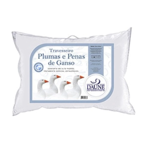 Travesseiro Daune Plumas e Penas de Ganso 50x90cm