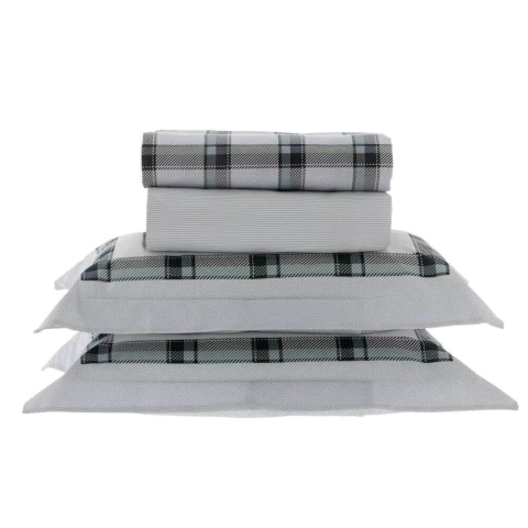 Jogo de Cama Kacyumara Vida Bela Estampado-Macken-200 Fios Algodão Egipcio Queen