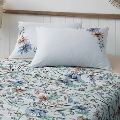 Jogo de Cama Completo Estampado Botânico - Malha Soft 100% Algodão