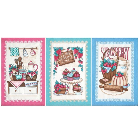 Kit Pano de Copa Felpudo Prata Morangos 100% Algodão