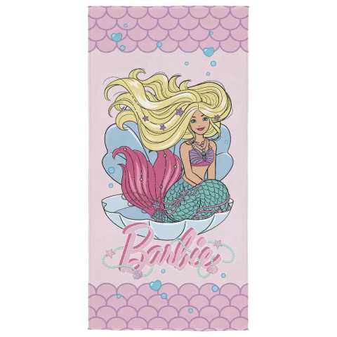 Toalha de Praia Lepper Aveludada Infantil Barbie Sereia - 70x140cm