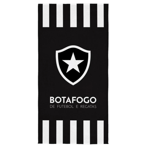 Toalha Aveludada de Praia Botafogo Lepper - Preto/Branco - 70x140cm