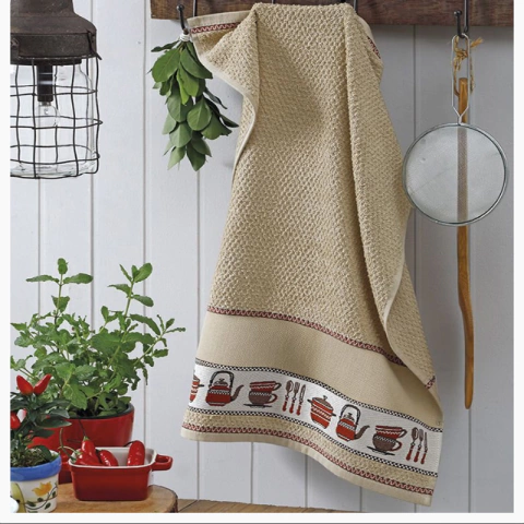 Pano de Copa Para Bordar Jacquard Picnic Louças