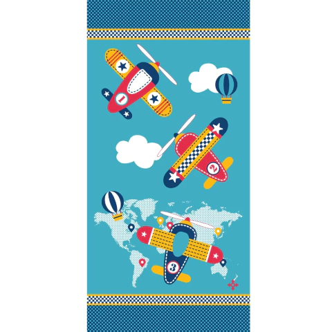 Toalha de Praia Infantil Avioes - 100% Algodão
